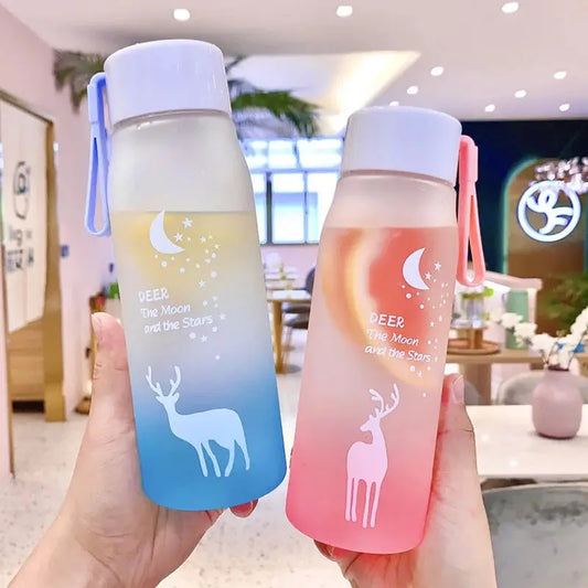 560ml Cartoon Deer Water Bottles for Girls Leak Proof Portable Water Cup Outdoor Travel Bike Plastic Animal Drinking Cup Streetsharks