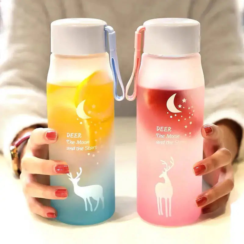 560ml Cartoon Deer Water Bottles for Girls Leak Proof Portable Water Cup Outdoor Travel Bike Plastic Animal Drinking Cup Streetsharks