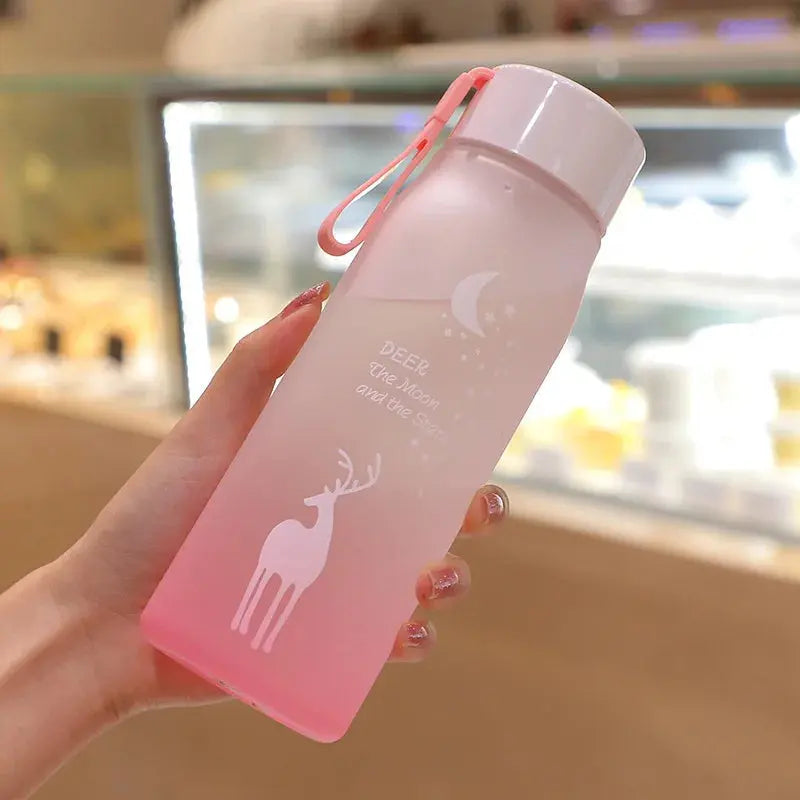 560ml Cartoon Deer Water Bottles for Girls Leak Proof Portable Water Cup Outdoor Travel Bike Plastic Animal Drinking Cup Streetsharks