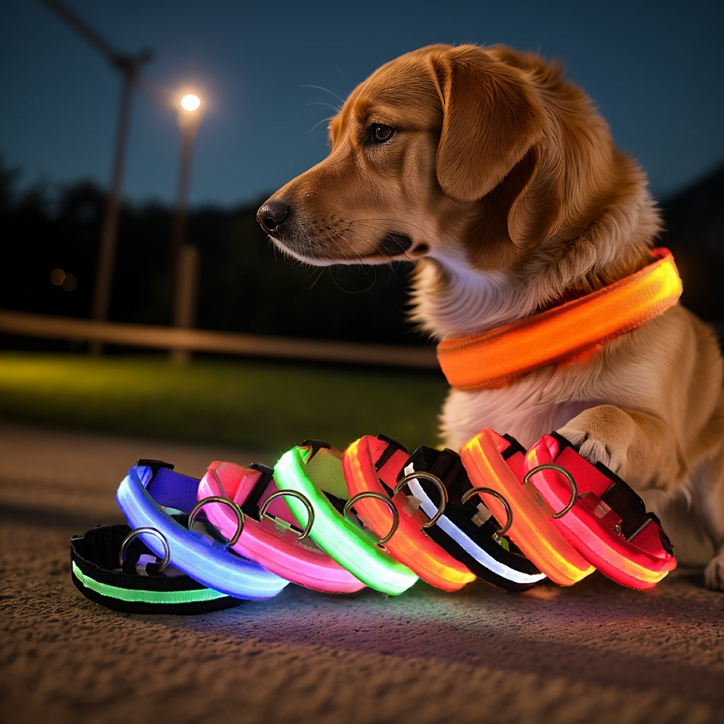 LED Glow-In-The-Dark Pet Collar For Small And Medium Dogs, Keep Your Pet Safe And Visible During Night Walks Streetsharks