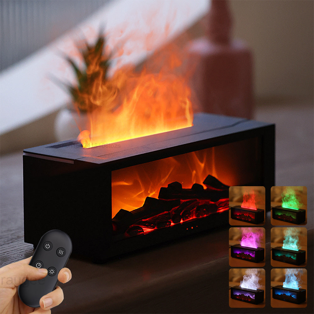 New Flame Aromatherapy Machine Colorful Essential Oil Diffuser Home Large Fog Volume Flame Humidifier 3D Flame Fireplace Machine StreetSharks