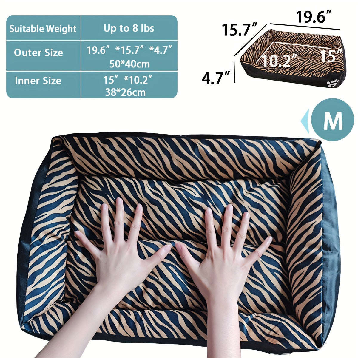 Plush Comfort Dog Bed Mat with Non-Slip Bottom, Multiple Sizes - Polyester Fiber Fill, Rectangle Shape for Extra Small to Large Breeds, Machine Washable Pet Bed with Soft Edging TU Streetsharks