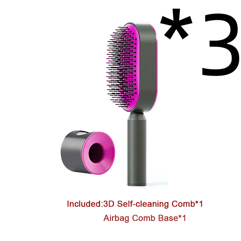 Self Cleaning Hairbrush For Women One-key Cleaning Hair Loss Airbag Massage Scalp Comb Anti-Static Hairbrush -  Streetsharks