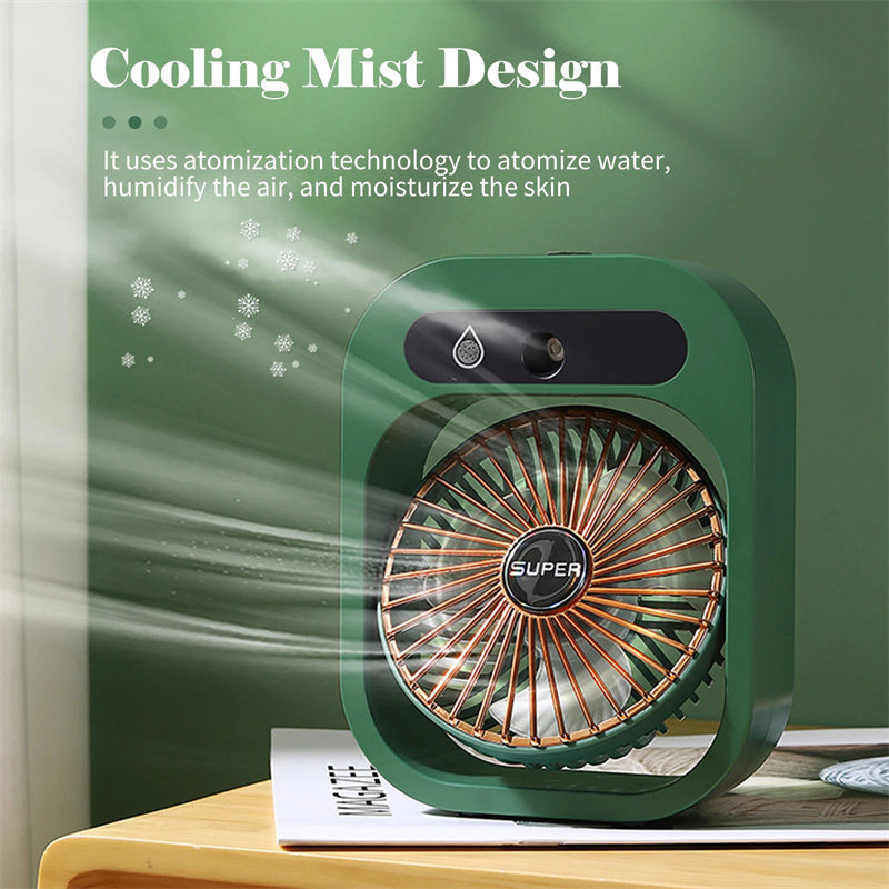 Air Conditioning Fan Desk Misting Fan Air Cooler Cooling USB Rechargeable Humidifier Portable Spray Fan With 3 Wind Speeds Mist Fan For Home Streetsharks