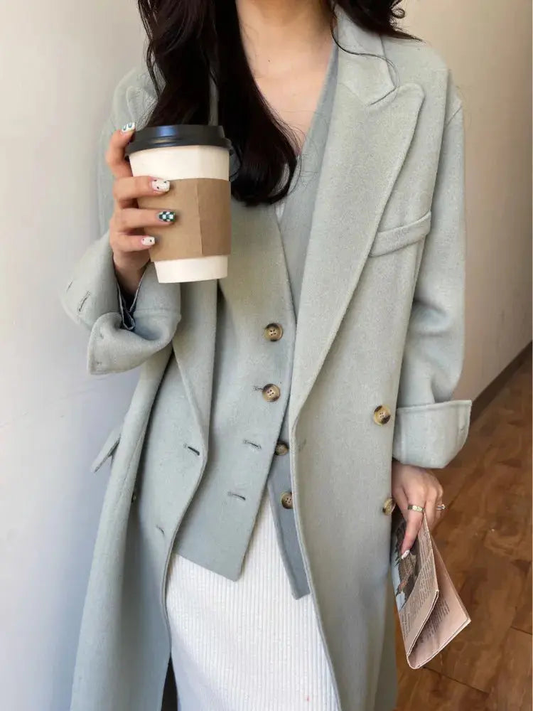 ANDREW Double-sided Luxury Cashmere Coat For Women Coats Two Pieces Matching Female Long Length Fashion Clothing Streetsharks