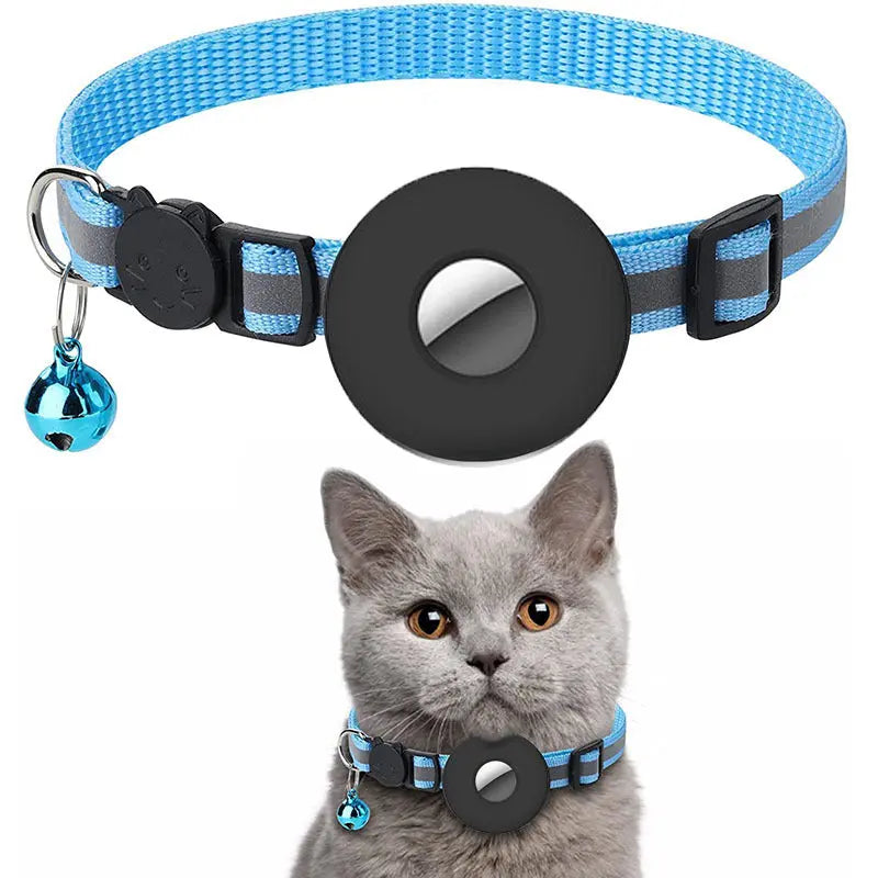 Airtag Pet Collar With Bell Reflective Adjustable Anti-lost Cat Dog Collar Streetsharks