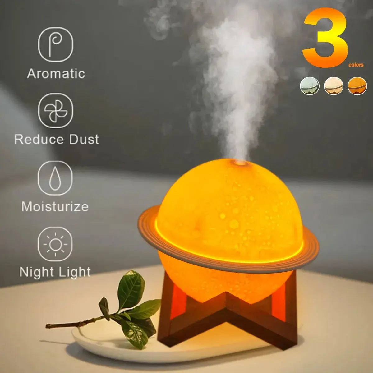 Aroma Diffuser Air Humidifier with LED 200ML 3D Moon Planet Humidifier USB Portable Air Purifier Bedroom Decor Night Lights New Streetsharks