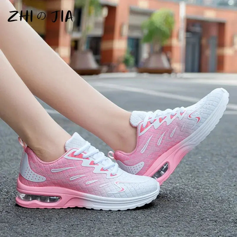 Autumn New Air Cushioned Women's Shoes Mesh Breathable Lightweight Comfortable Sneaker Fashion Casual Sports Large Footwear Streetsharks