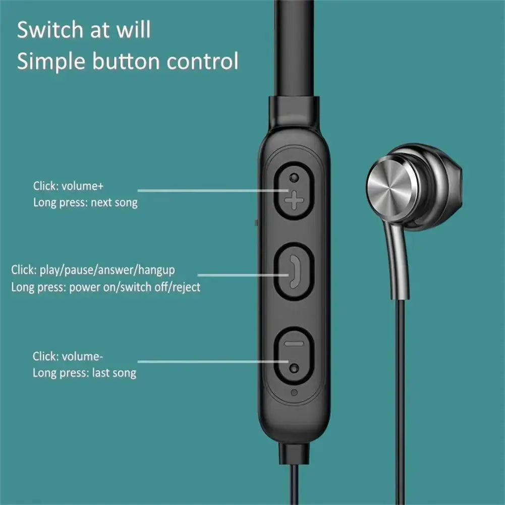 B6 Wireless Bluetooth-compatible 5.1 Earphones Binaural Hanging Neck Headset Universal Sport   Headphones With Microphone Streetsharks