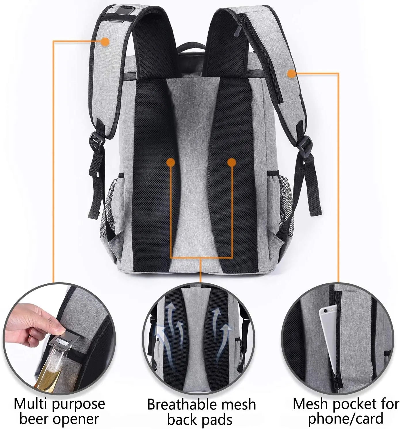 Backpack for Work Lunch Picnics Backpack Cooler Leakproof Insulated Waterproof Backpack Cooler Bag, Lightweight Soft Beach Cooler Backpack for Men Women to Work Lunch Picnics Camping Hiking, 30 Cans - Streetsharks