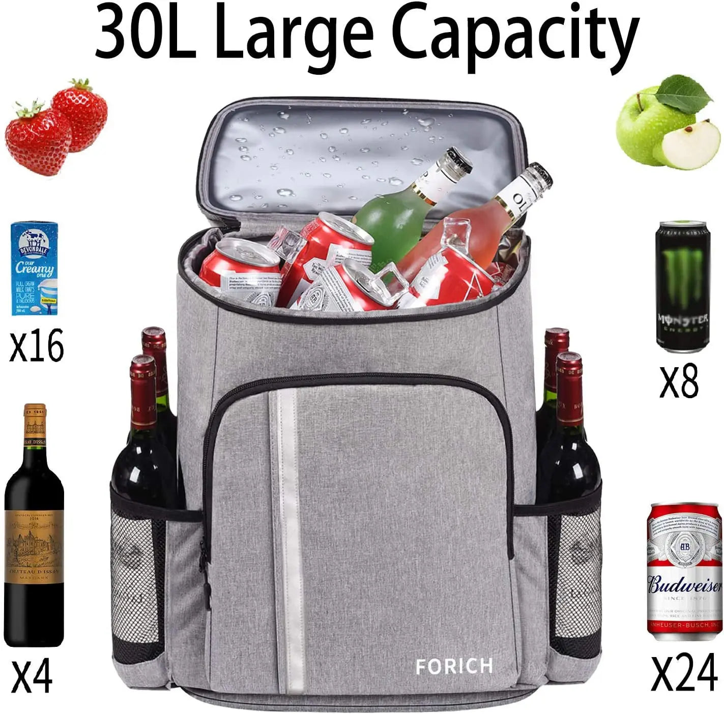 Backpack for Work Lunch Picnics Backpack Cooler Leakproof Insulated Waterproof Backpack Cooler Bag, Lightweight Soft Beach Cooler Backpack for Men Women to Work Lunch Picnics Camping Hiking, 30 Cans - Streetsharks