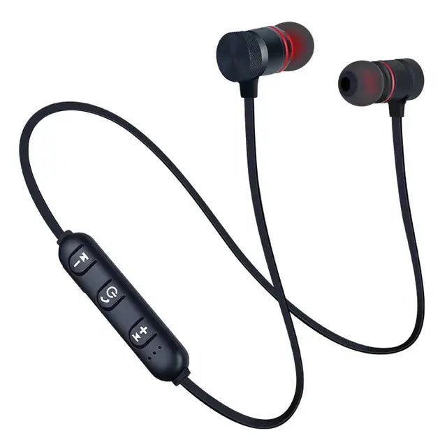 Bluetooth wireless earbuds with a neckband, stereo sound quality, and a microphone for all phones. -  Streetsharks