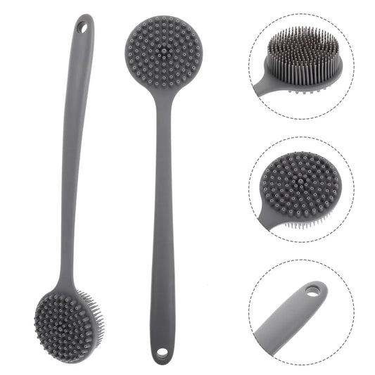 Brush Scrubber Body Shower Silicone Bath Handle Exfoliating Brushes Long Bathing Exfoliator Scalp Dry Shampoo Scrub Cleaning Streetsharks