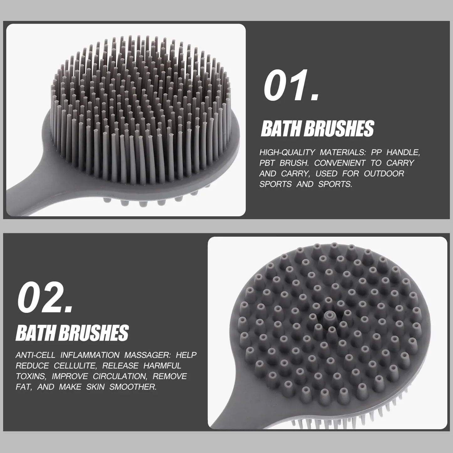 Brush Scrubber Body Shower Silicone Bath Handle Exfoliating Brushes Long Bathing Exfoliator Scalp Dry Shampoo Scrub Cleaning Streetsharks