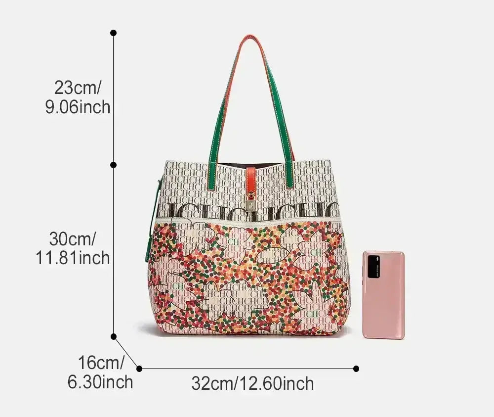 CH Luxury Ladies Shoulder Bag Large Capacity Bucket Bag 2024 New High Quality Ladies Handbag Exquisite Flower Pattern Womenswe Streetsharks