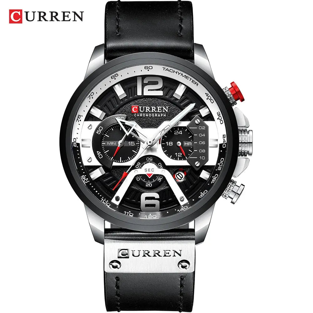 CURRENS Casual Sport Watches for Men's Top Brand Luxury Military Leather Wrist Watch Streetsharks