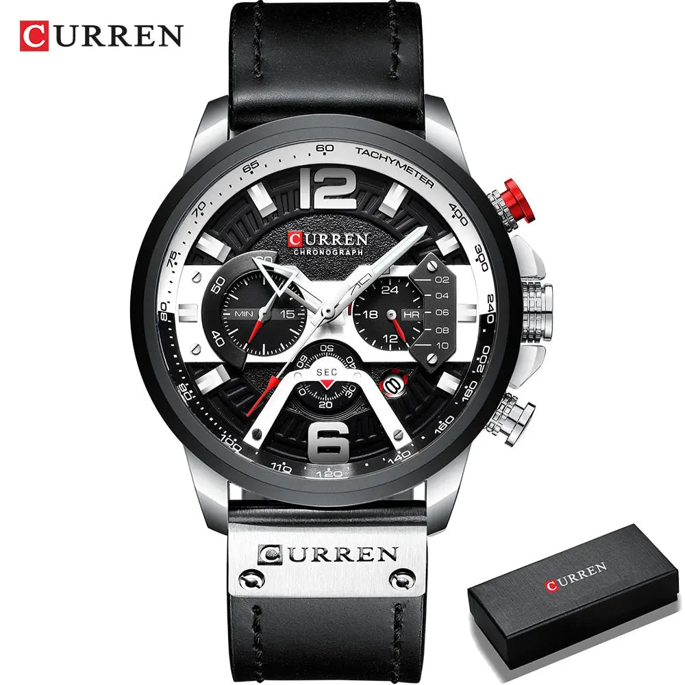 CURRENS Casual Sport Watches for Men's Top Brand Luxury Military Leather Wrist Watch Streetsharks