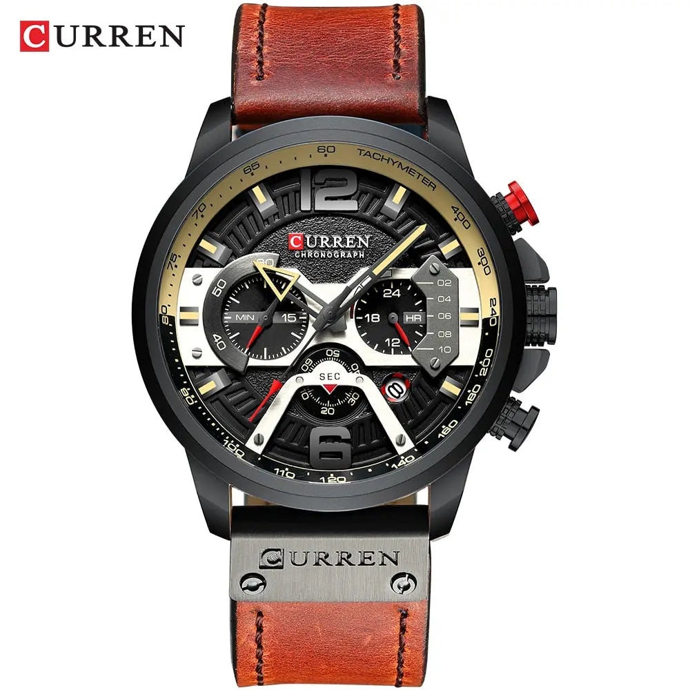 CURRENS Casual Sport Watches for Men's Top Brand Luxury Military Leather Wrist Watch Streetsharks