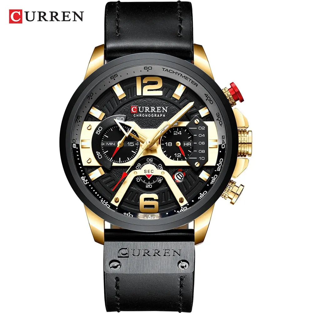 CURRENS Casual Sport Watches for Men's Top Brand Luxury Military Leather Wrist Watch Streetsharks