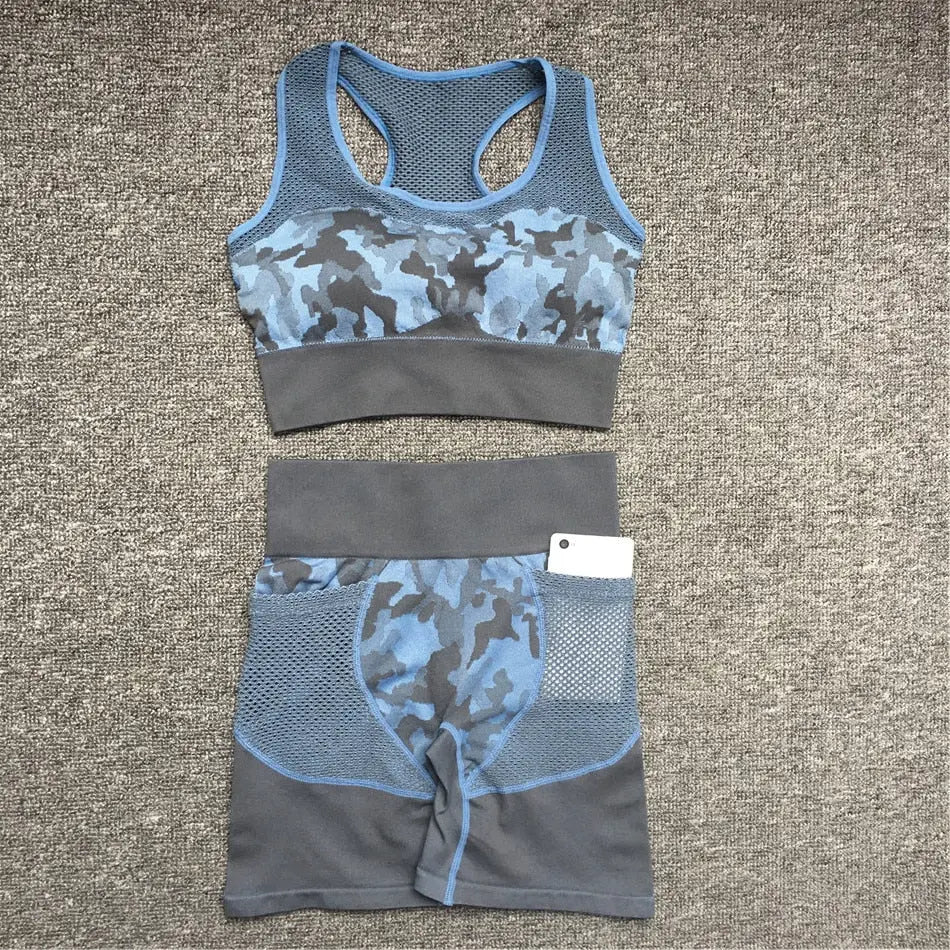 Camouflage Set Women Yoga Suit Sport Set Gym Workout Clothes Long Sleeve Fitness Streetsharks