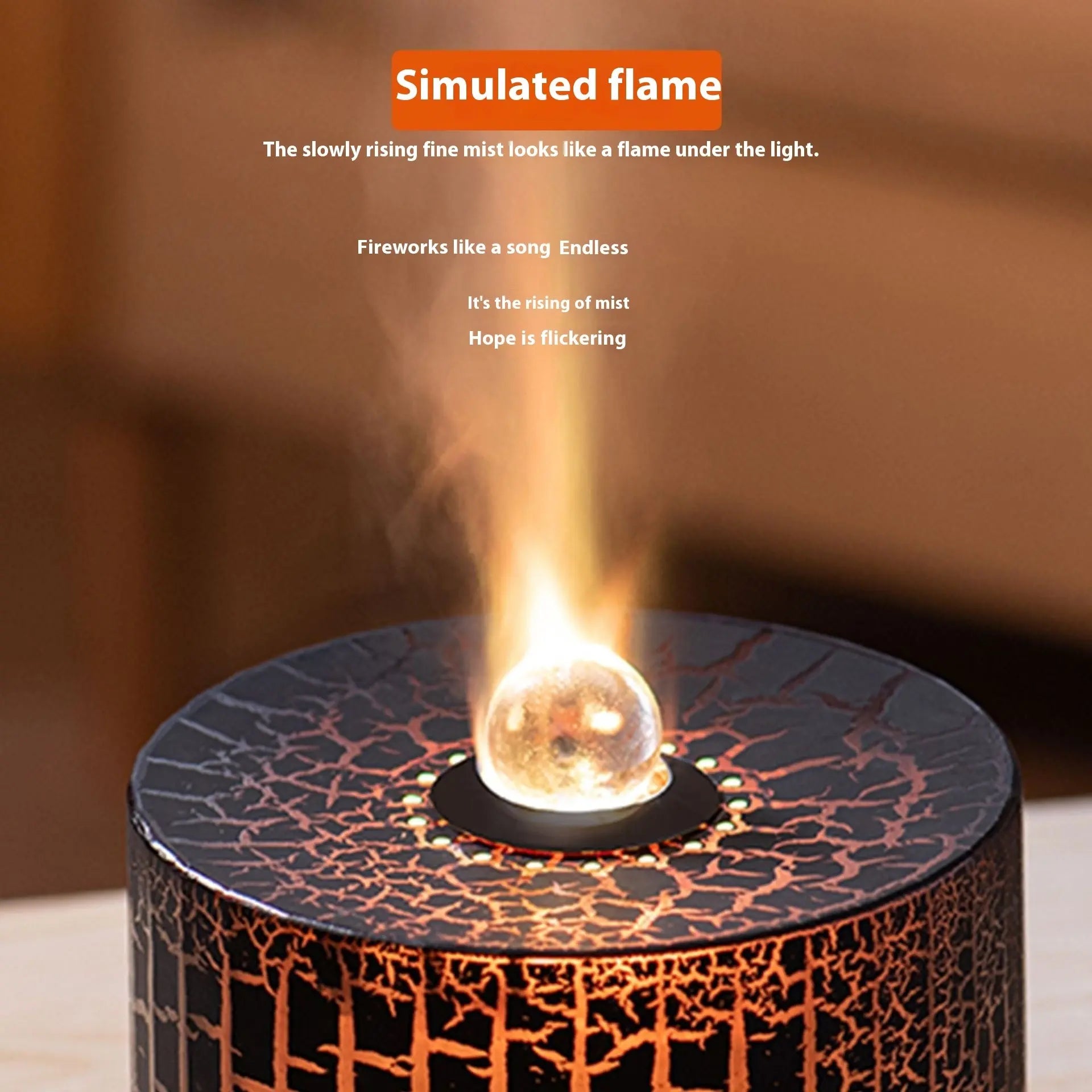 Colorful Simulation Flame Beads Aroma Diffuser Air Humidifier StreetSharks