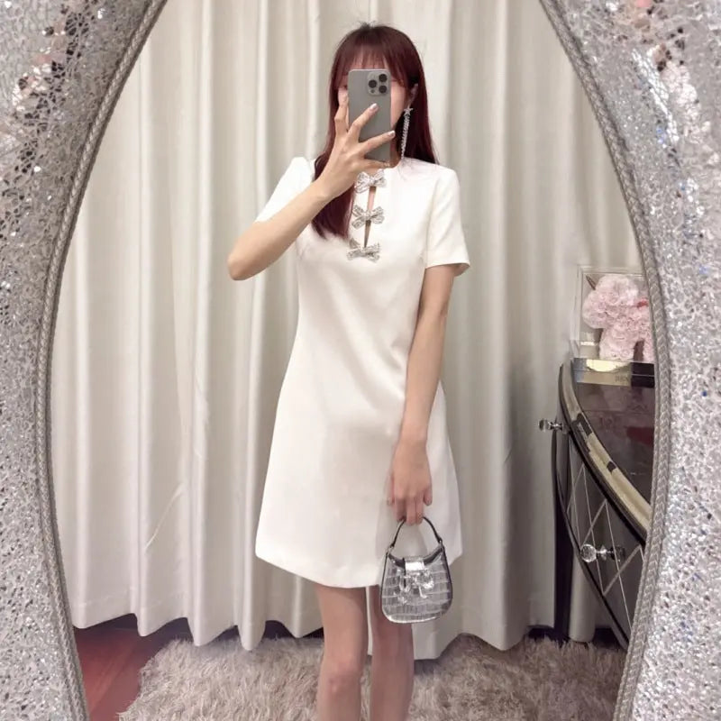 Commuting Elegant Slimming Work High Sense Elegant Short Sleeve A- Line Dress StreetSharks