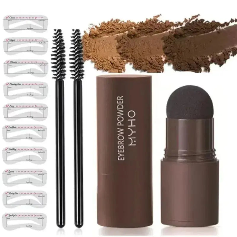 Complete Eyebrow Powder Stamp Shaping Kit Makeup Brushes Eyebrow Paint Eyebrow Pencil Eye Brows Stencil Hairline Enhance Stick - Streetsharks