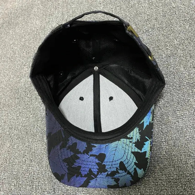 Cool Rainbow Reflective Light Baseball Cap Unisex Maple Leaf Adjustable Hip Hop Rock Hats Snapback Women Men Club Hat Streetwear Streetsharks