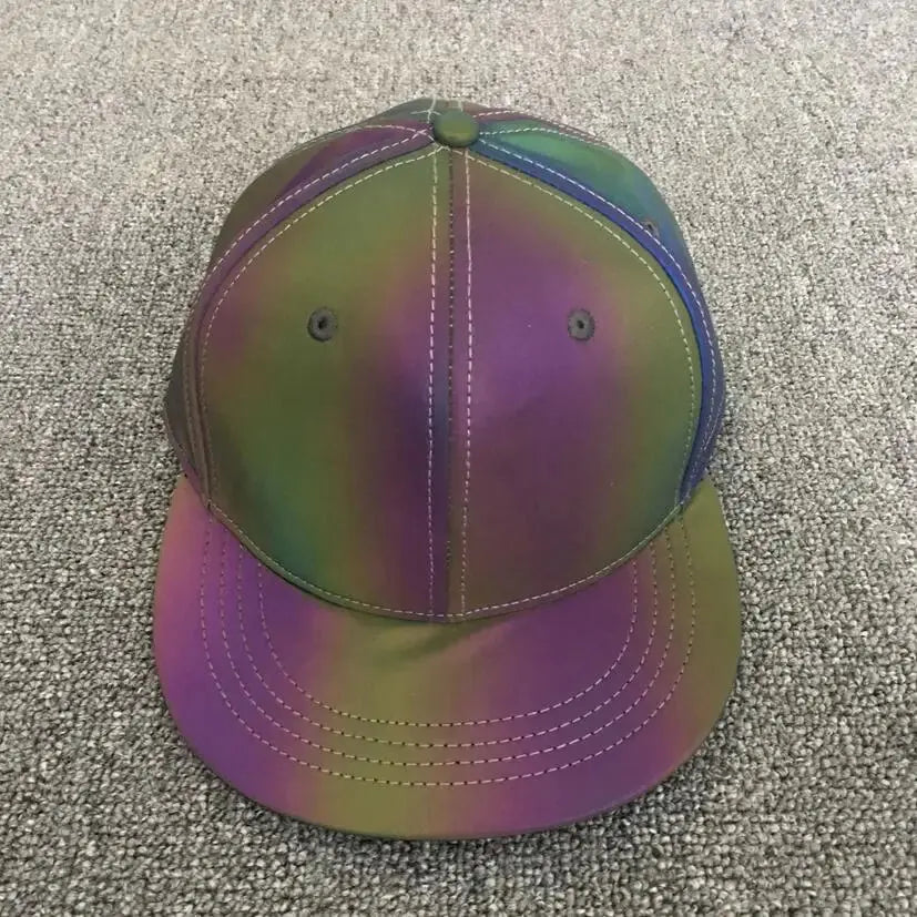 Cool Rainbow Reflective Light Baseball Cap Unisex Maple Leaf Adjustable Hip Hop Rock Hats Snapback Women Men Club Hat Streetwear - Streetsharks