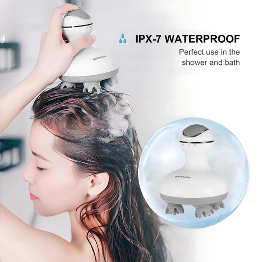 Cordless Scalp Massager With IPX-7 Waterproof Hair Growth And Relaxation Four Modes Simulate Finger Streetsharks