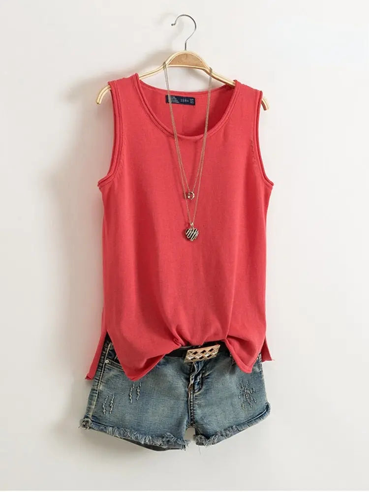 Cotton and Linen Camisole Shirt Short Outer Wear Loose Top Solid Streetsharks