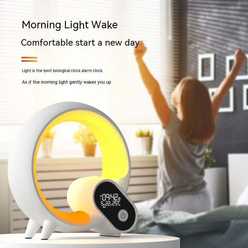 Creative Q Light Analog Sunrise Digital Display Alarm Clock Bluetooth Audio Intelligent Wake-up Q Colorful Atmosphere Light Streetsharks