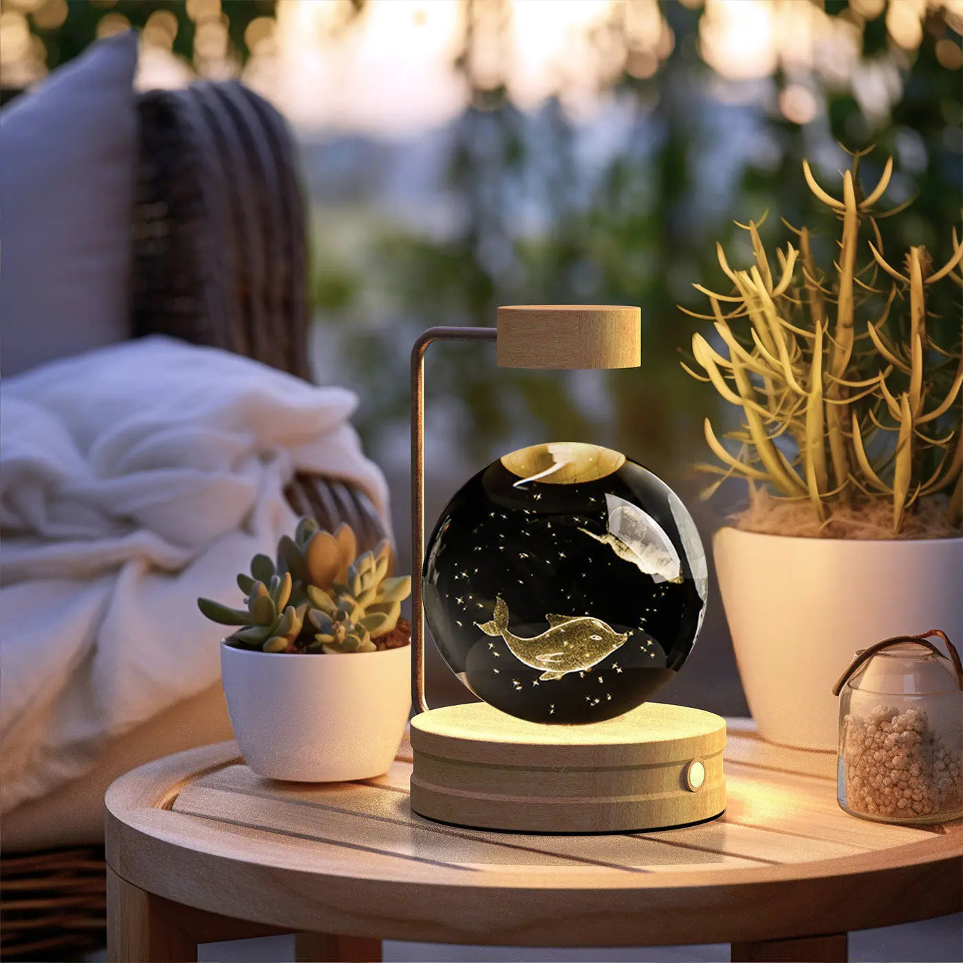 Crystal Ball Cosmic Dinosaur Indoor Night Light USB Power Warm Bedside Light Birthday Gift Night Lamp Streetsharks