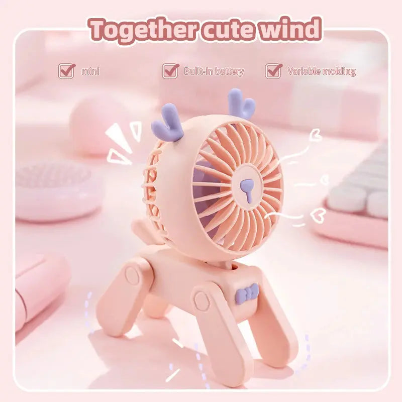 Cute Pet Model Desktop Fans Rechargeable USB Small Electric Fan Mini Portable Creative Cartoon Dormitory Office Decoration Fan Streetsharks