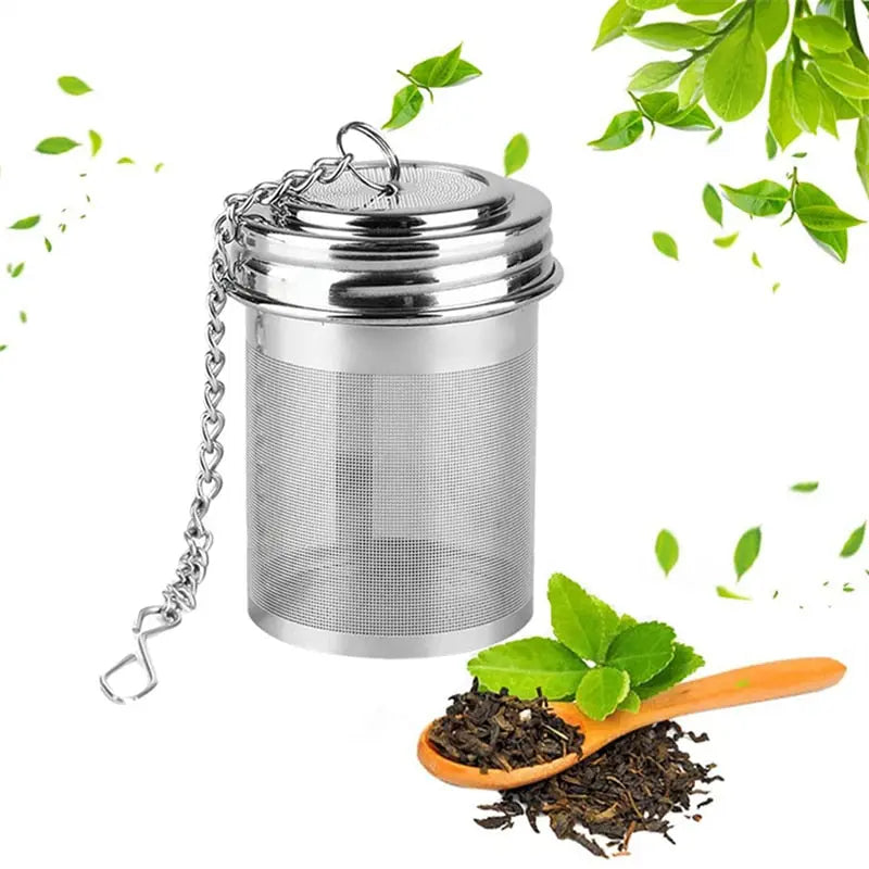 Cylindrical Stainless Steel Tea Leaf Infuser Strainer Spice Herbal Teapot Reusable Streetsharks