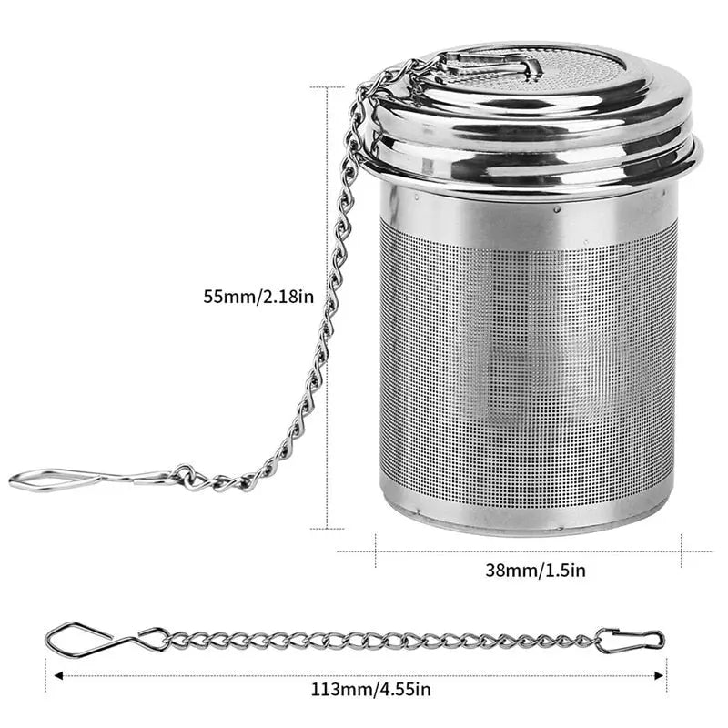 Cylindrical Stainless Steel Tea Leaf Infuser Strainer Spice Herbal Teapot Reusable Streetsharks