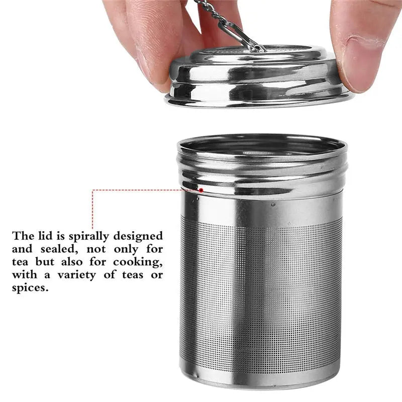 Cylindrical Stainless Steel Tea Leaf Infuser Strainer Spice Herbal Teapot Reusable Streetsharks