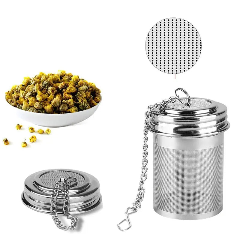 Cylindrical Stainless Steel Tea Leaf Infuser Strainer Spice Herbal Teapot Reusable Streetsharks