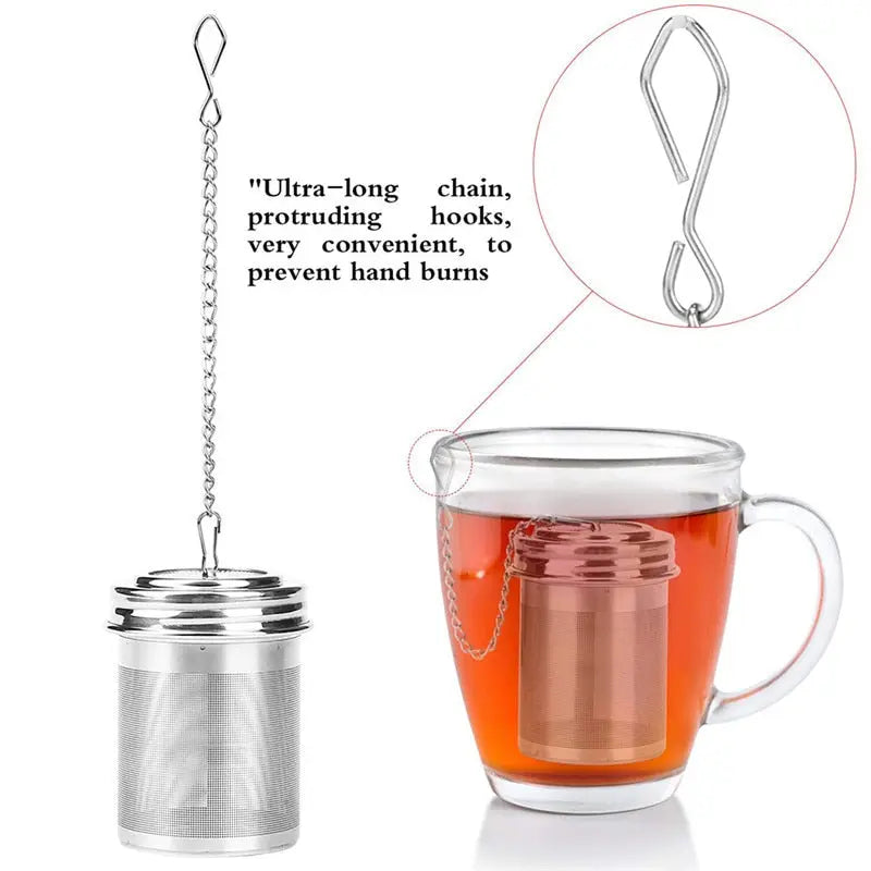 Cylindrical Stainless Steel Tea Leaf Infuser Strainer Spice Herbal Teapot Reusable Streetsharks