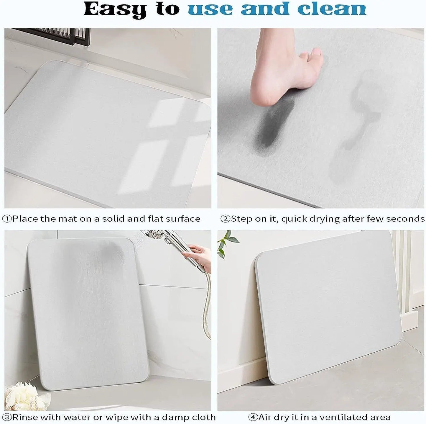 Diatomite Stone Bath Mat Absorbent Drying Bathstone Bathmat Rugs Non-Slip Mat StreetSharks