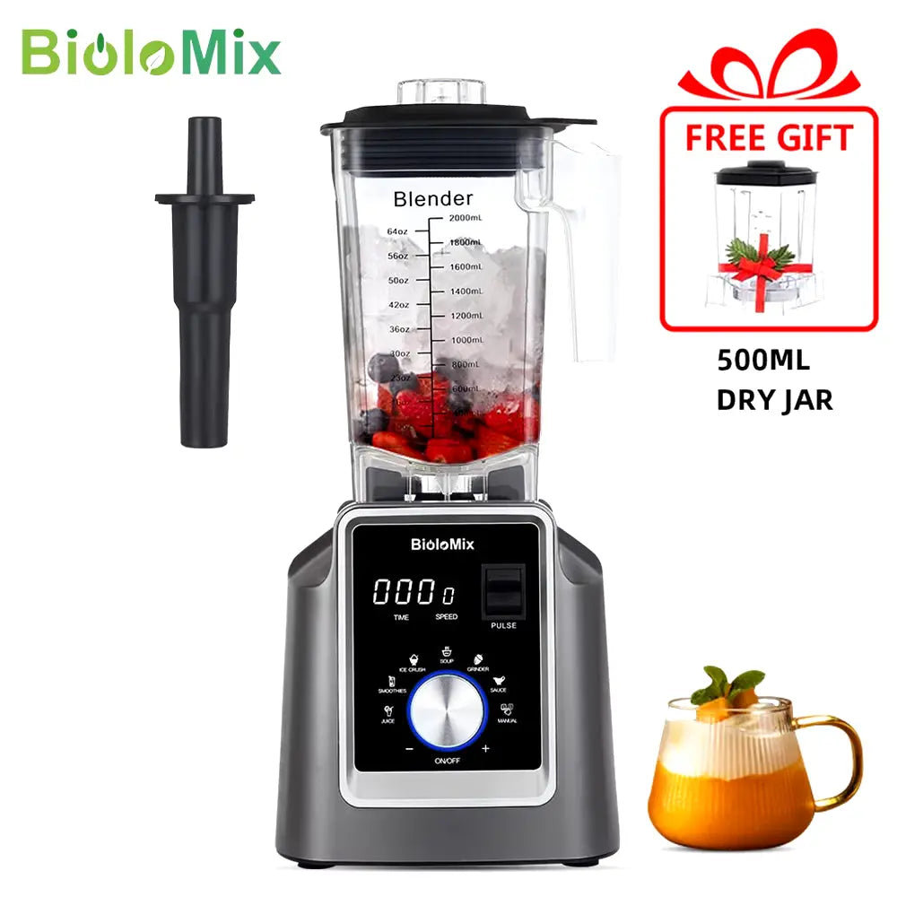 Digital BPA FREE 2L Automatic Professional Blender, Juicer Food Processor Ice Smoothies Fruit, FREE GIFT 600Ml Dry Jar