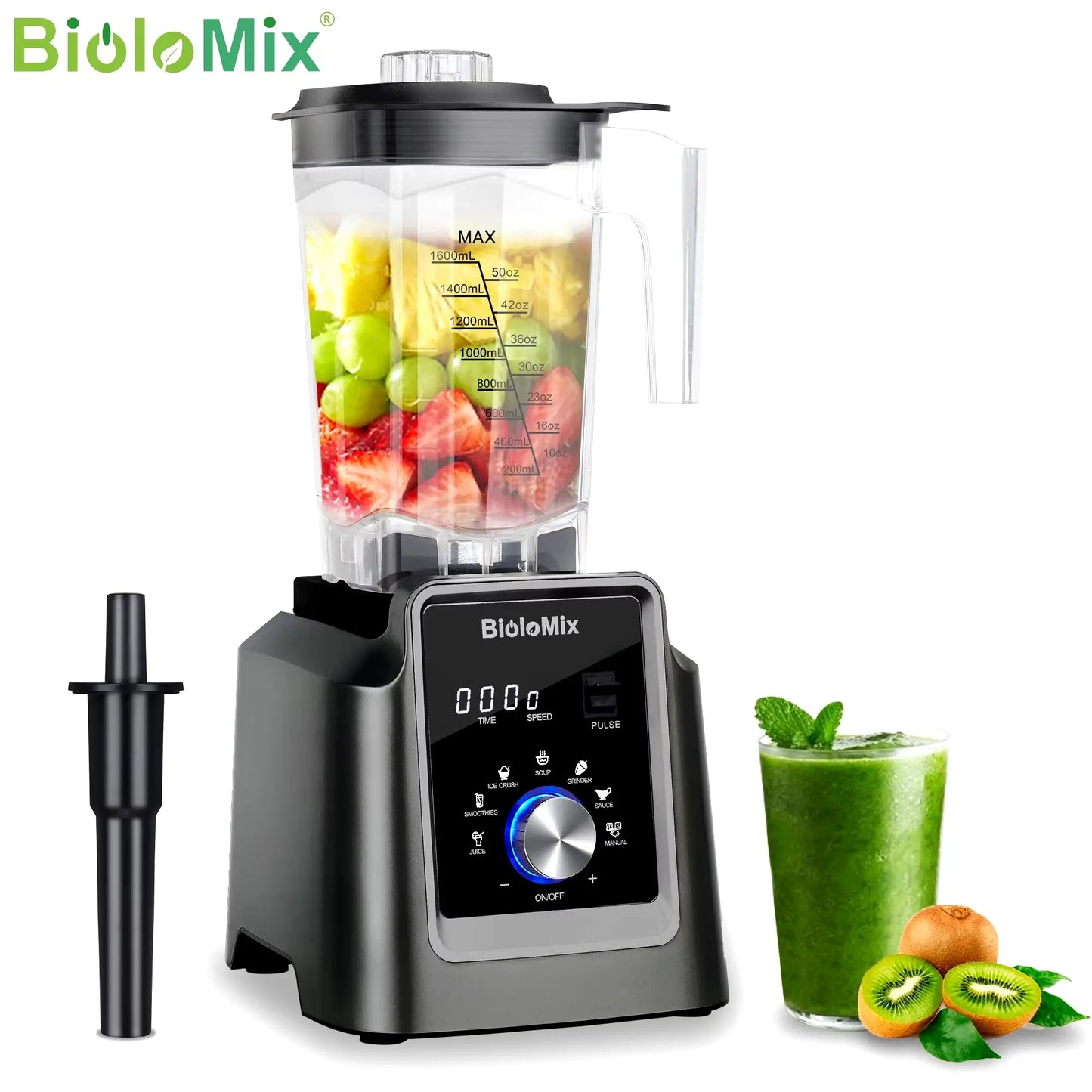 Digital BPA FREE 2L Automatic Professional Blender, Juicer Food Processor Ice Smoothies Fruit, FREE GIFT 600Ml Dry Jar