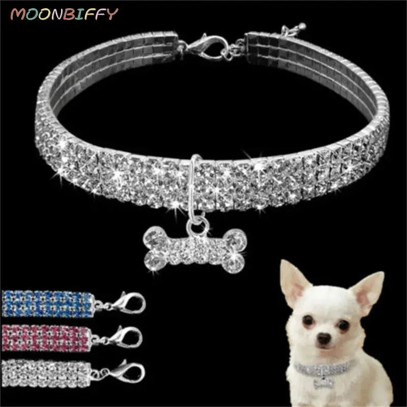 Dog Collar Rhinestone Jewelry Chihuahua Crystal Jewelry Adjustable Engraved Text Dog Collar Streetsharks