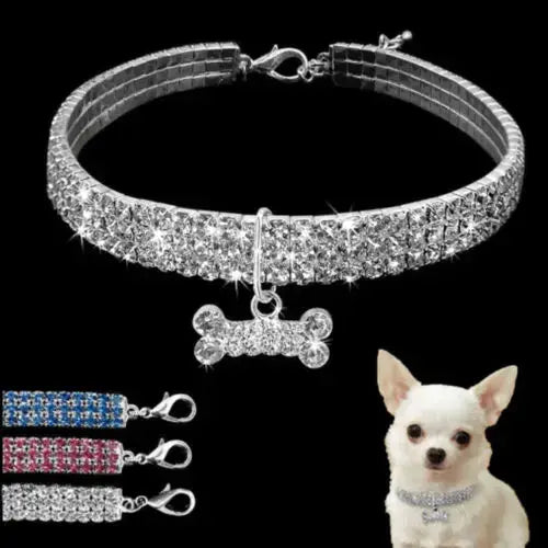 Dog Collar Rhinestone Jewelry Chihuahua Crystal Jewelry Adjustable Engraved Text Dog Collar -  Streetsharks