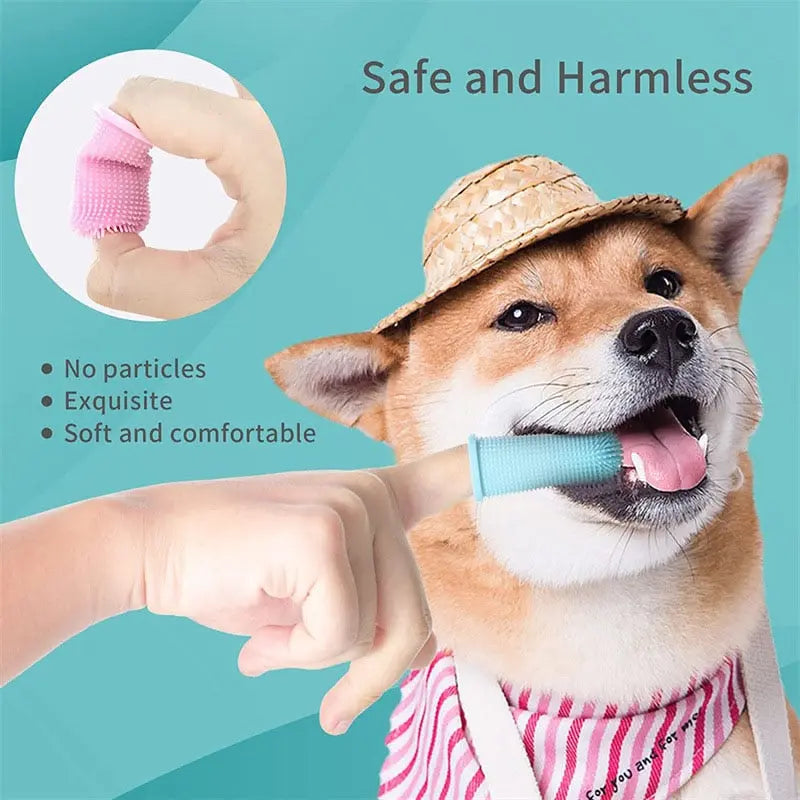 Dog Super Soft Pet Finger Toothbrush Teeth Cleaning Streetsharks