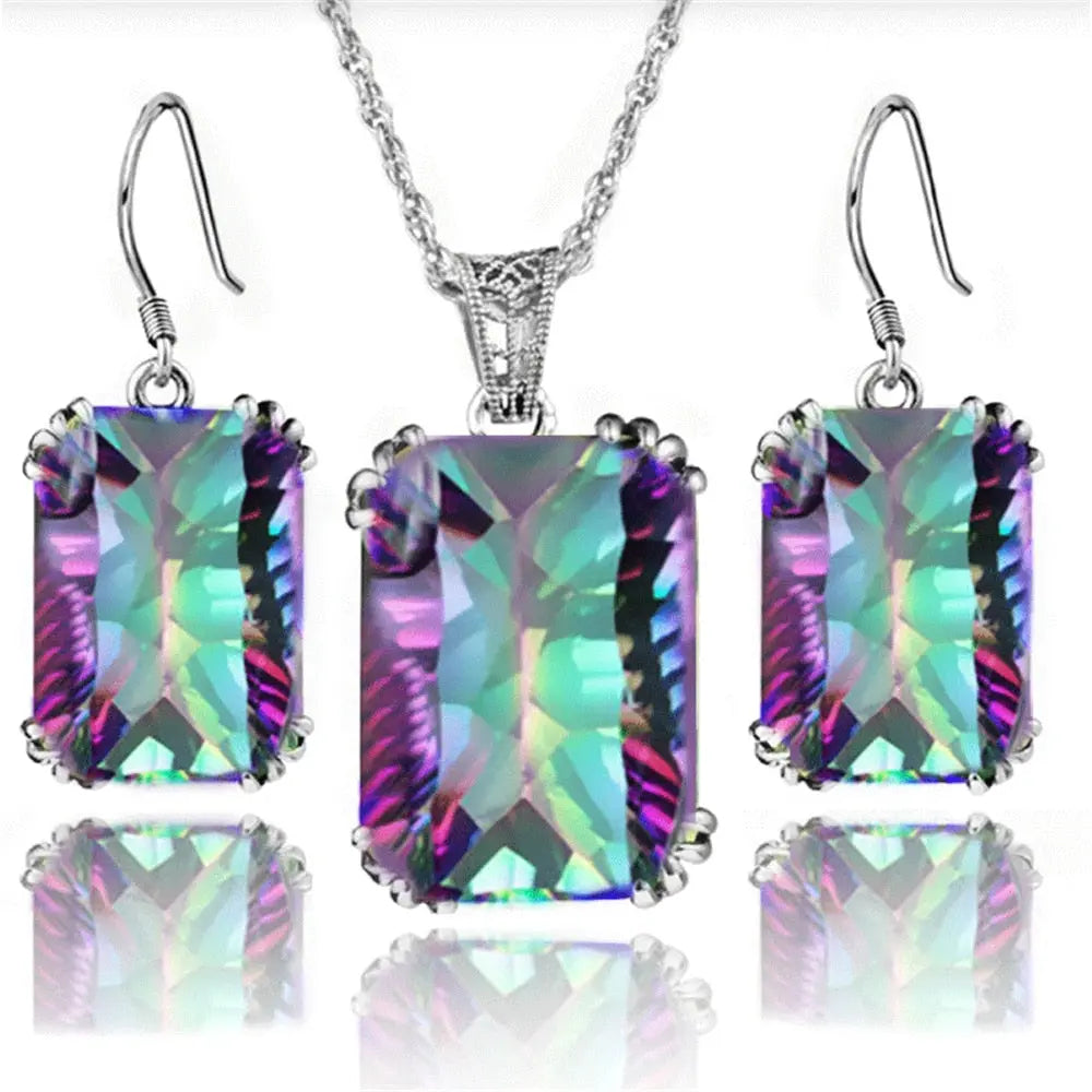 Exquisite Double Heart Necklace Earrings Gifts Streetsharks