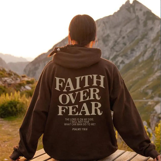 Faith Over Fear Christian Hoodie Christian Sweatshirt Jesus Hoodie Trendy Hoodie Bible Verse Shirt Unisex Aesthetic Clothes StreetSharks