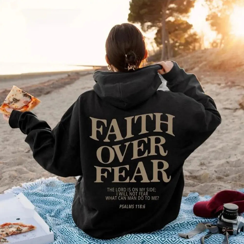 Faith Over Fear Christian Hoodie Christian Sweatshirt Jesus Hoodie Trendy Hoodie Bible Verse Shirt Unisex Aesthetic Clothes StreetSharks