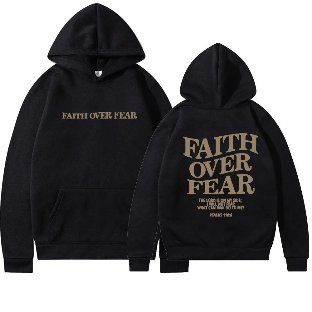 Faith Over Fear Christian Hoodie Christian Sweatshirt Jesus Hoodie Trendy Hoodie Bible Verse Shirt Unisex Aesthetic Clothes StreetSharks