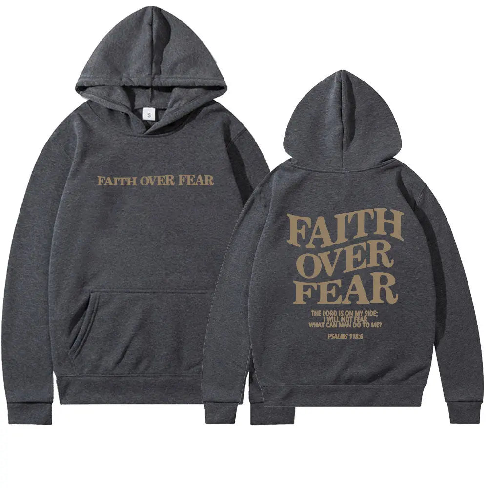 Faith Over Fear Christian Hoodie Christian Sweatshirt Jesus Hoodie Trendy Hoodie Bible Verse Shirt Unisex Aesthetic Clothes StreetSharks